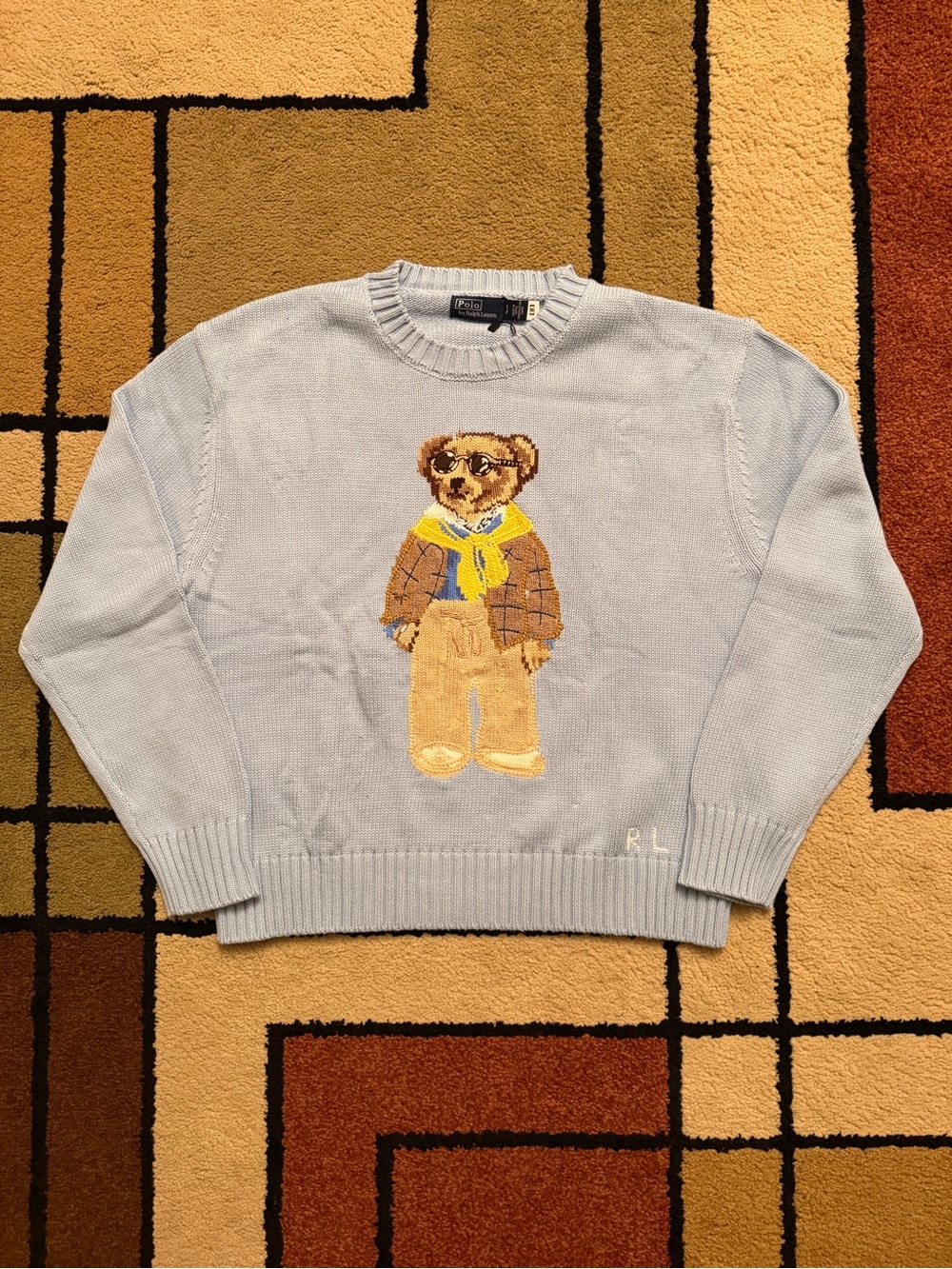 Ralph Lauren Light Blue Polo Bear Crewneck Sweater